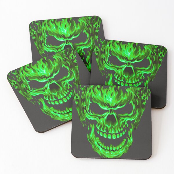 Item preview, Spooky Green Fire Flame Skull awesome design designed and sold by AssamFT.