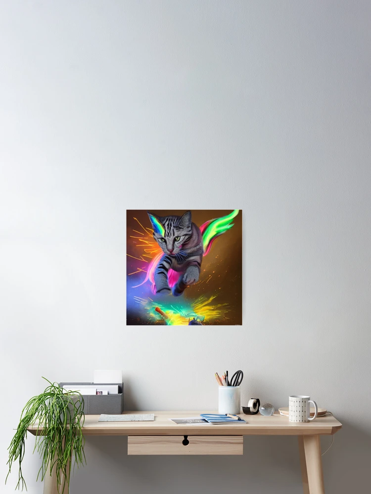 Aperçu 2 sur 3. Poster avec l'œuvre Live From Rainbow Kitty créée et vendue par Sub-Ruminations.
