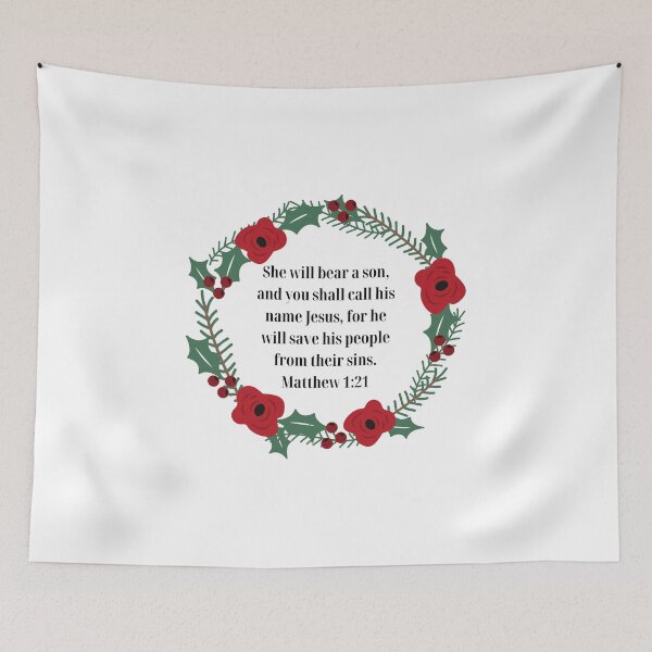 Item preview, She Will Bear A Son, And You Shall Call His Name Jesus, For He Will Save His People From Their Sins Matthew 1:21 designed and sold by Loveart60.