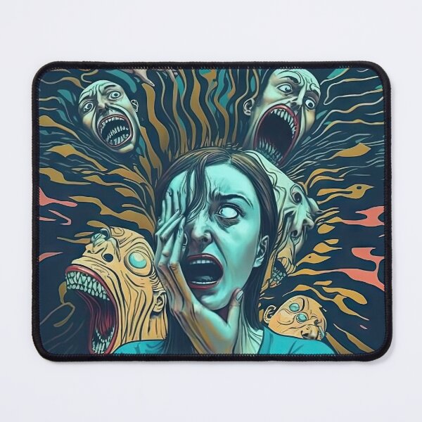 Item preview, Weird bizarre art with crazy human anxiety theme designed and sold by mrlongfield.