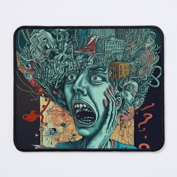 Item preview, Weird bizarre art with crazy human anxiety theme designed and sold by mrlongfield.