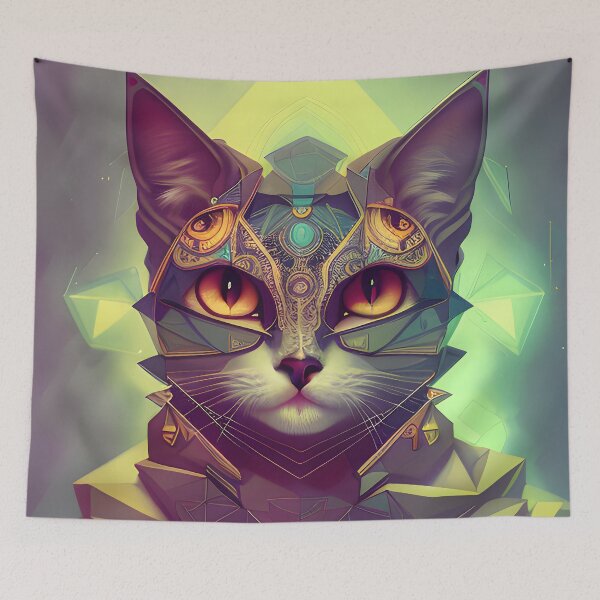 Item preview, Geometric Cat - Modern Digital Art designed and sold by Ai-michiart.