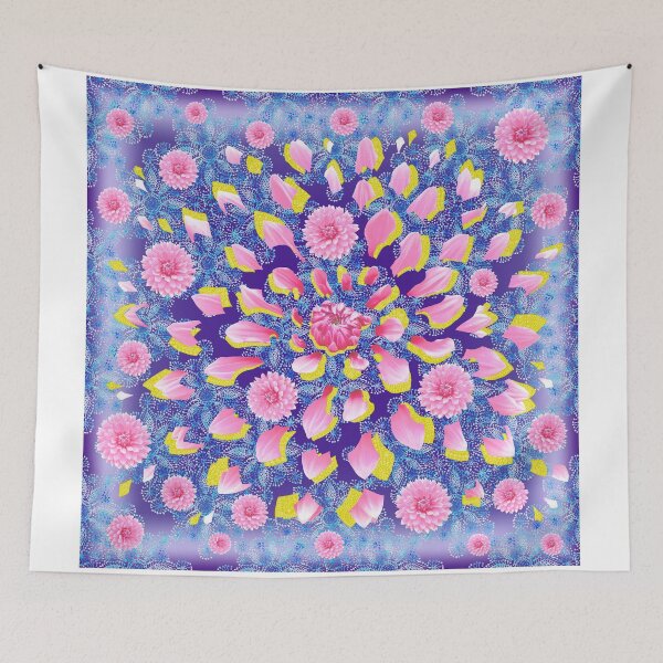 Item preview, Fragmented pink Dahlia over lace and purple gradient designed and sold by HelenPDesigns.