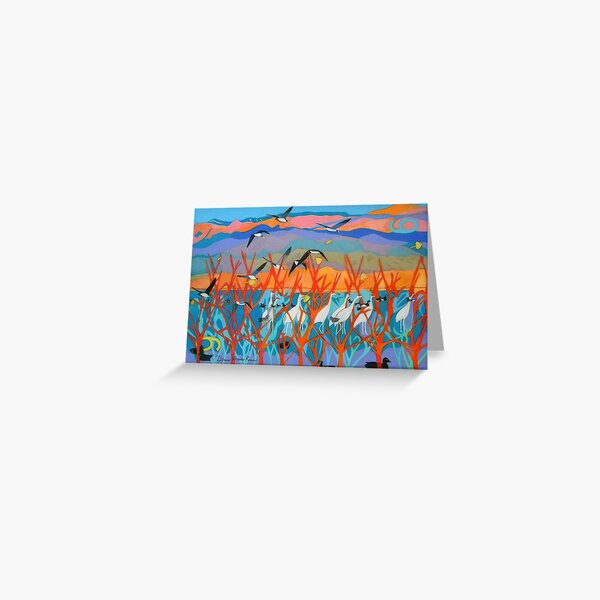 Nine Leaves in the Wind Greeting Card