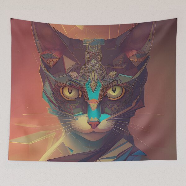 Item preview, Geometric Cat - Modern Digital Art designed and sold by Ai-michiart.
