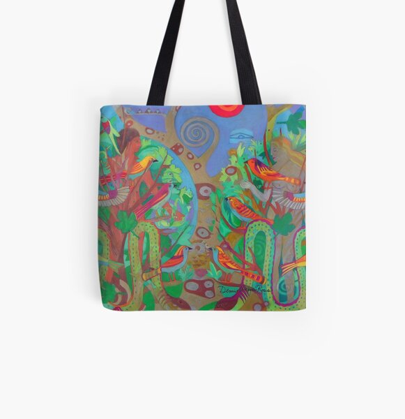 Two Trees and Fig Leaves in the Garden of Desire All Over Print Tote Bag