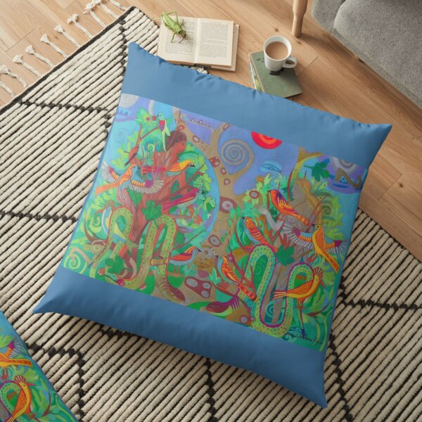Two Trees and Fig Leaves in the Garden of Desire Floor Pillow