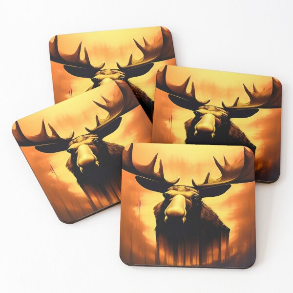 Item preview, Golden Sunset with Bull Moose with Rack Antlers, designed and sold by deniselynnimage.
