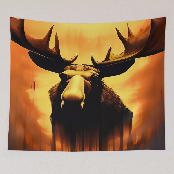 Item preview, Golden Sunset with Bull Moose with Rack Antlers, designed and sold by deniselynnimage.