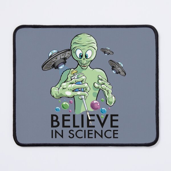 Item preview, Believe in Science - Alien Scientist with Pipette Cartoon and DNA molecules designed and sold by Zit-Zat-Zot.