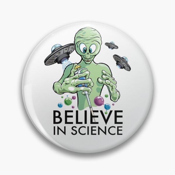 Item preview, Believe in Science - Alien Scientist with Pipette Cartoon and DNA molecules designed and sold by Zit-Zat-Zot.