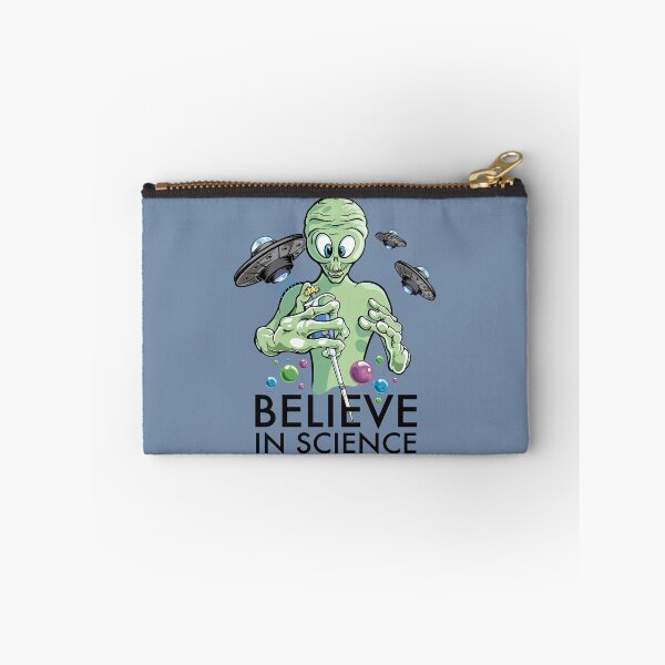 Item preview, Believe in Science - Alien Scientist with Pipette Cartoon and DNA molecules designed and sold by Zit-Zat-Zot.