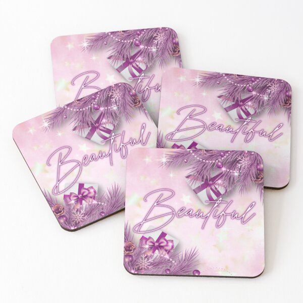 Item preview, Beautiful... A pretty design using fire cones and christmas gifts with sparkling stars, snow flakes and baubles in muted shades of lilac and mauve  designed and sold by ditzy-designs.