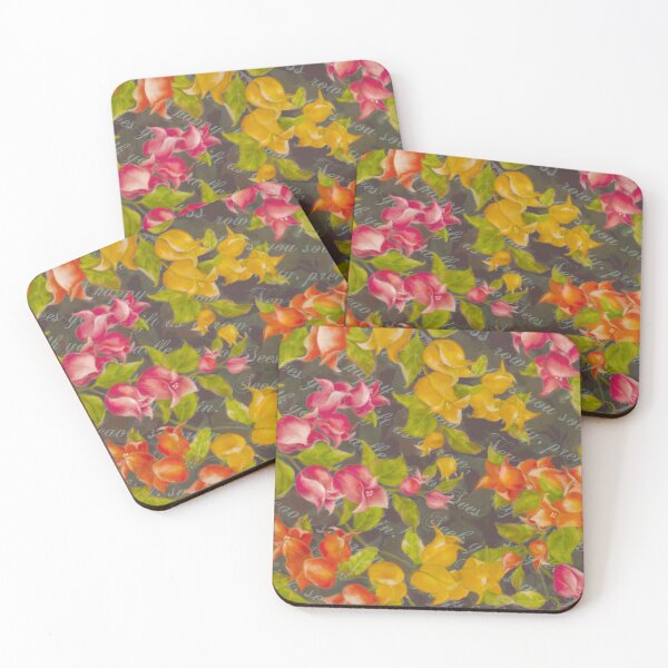 Item preview, Tropical Colorful Bougainvillea With Decorative Text Background designed and sold by Tina Veenstra.