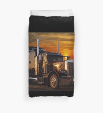 Sunset Peterbilt and Trailer Duvet Cover