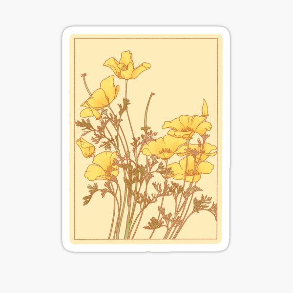 Vintage Yellow Floral Pattern Sticker