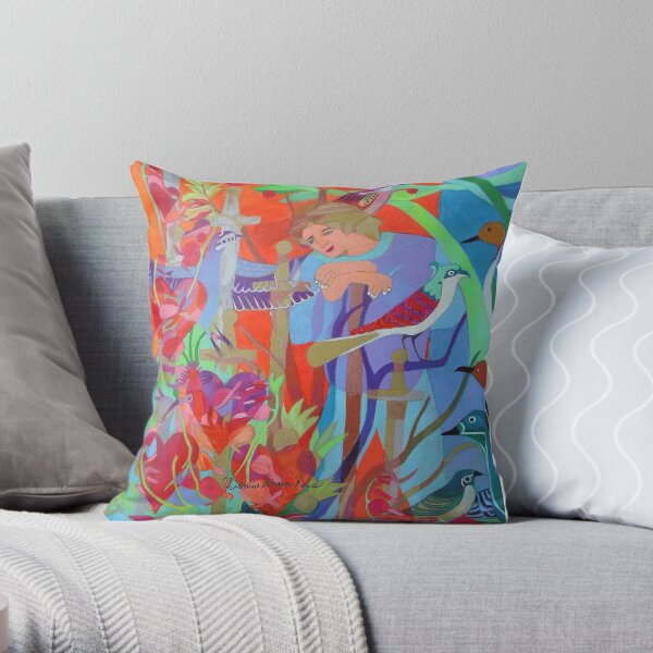 Seven of Flowering Hearts Throw Pillow