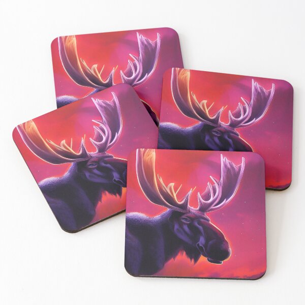 Item preview, Full Grown Bull Moose Antlers Beautiful Pink Sunset designed and sold by deniselynnimage.