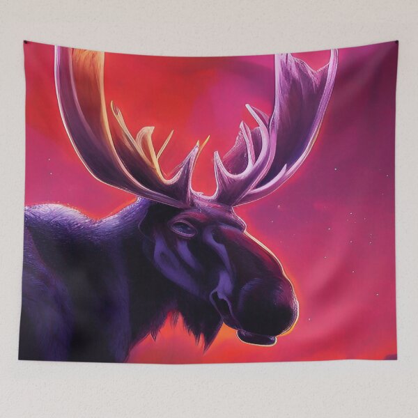 Item preview, Full Grown Bull Moose Antlers Beautiful Pink Sunset designed and sold by deniselynnimage.