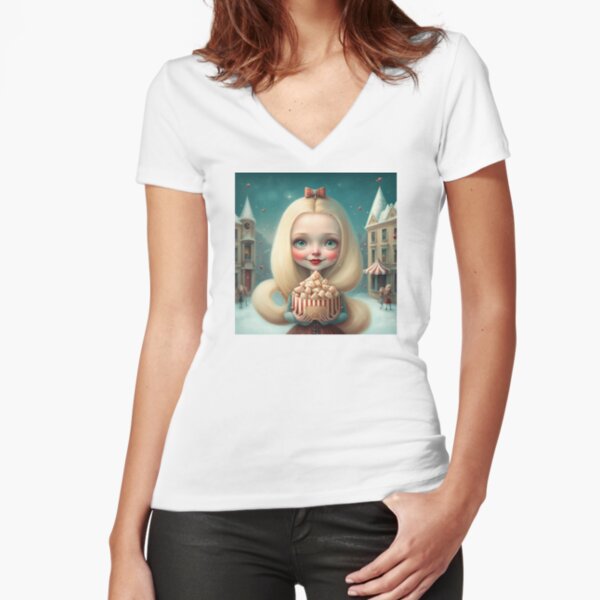 Christmas sweet girl Fitted V-Neck T-Shirt
