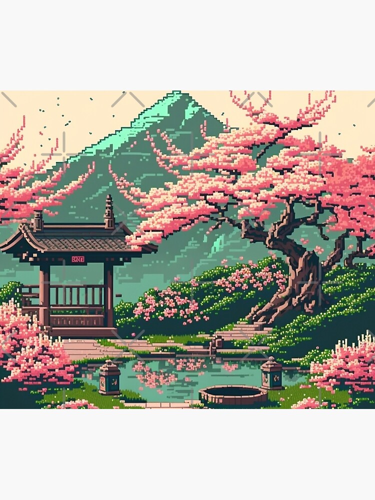 Cherry Blossom Tapestry Trees Forest Sea of Flowers Landscape Wall