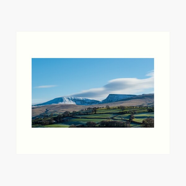 The Snow Capped Carmarthen Fans Mountains Range in the Brecon Beacons National Park. Wales UK Art Print