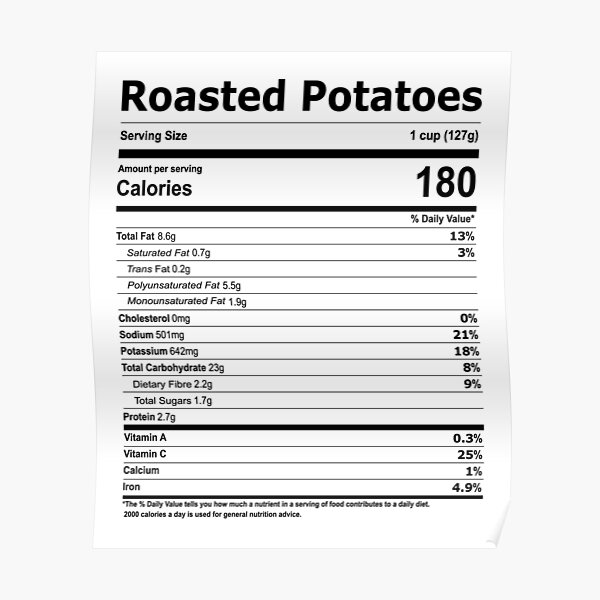 roasted-potatoes-nutrition-facts-label-poster-for-sale-by-foodfactintext-redbubble