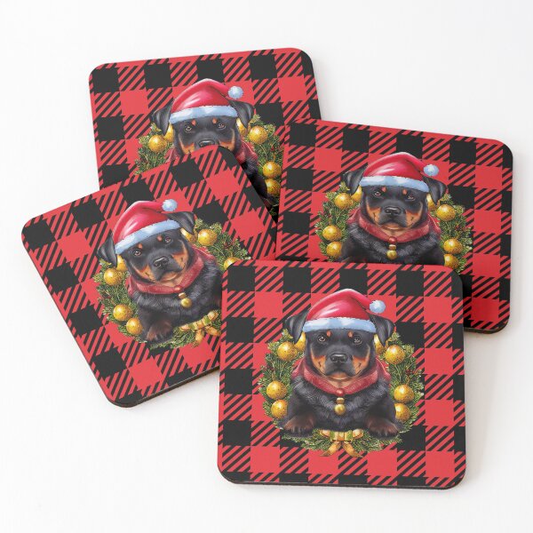 Item preview, Christmas Rottweiler in Plaid designed and sold by tearracreative.