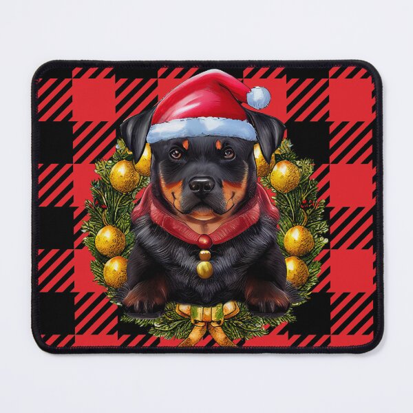 Item preview, Christmas Rottweiler in Plaid designed and sold by tearracreative.