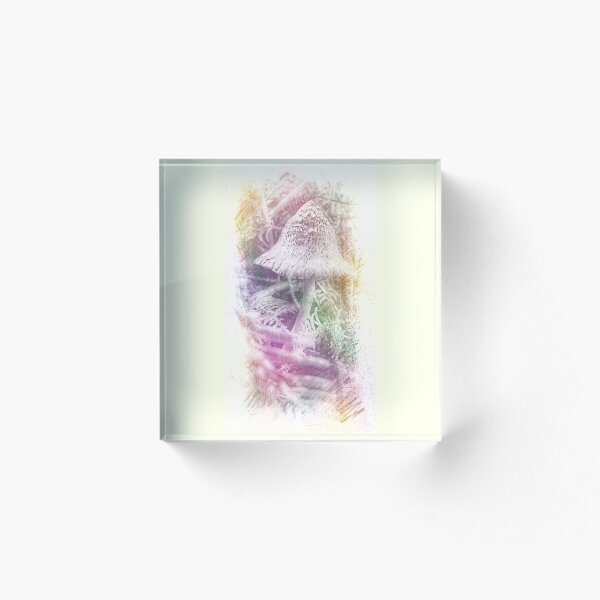 Item preview,  Forest Mushroom, Nature Art, Pastels, Watercolor, Mushroom, Light Yellow, Forest Scene, Moss, Pine Needles, Forest Floor, Golds, Macro, Psychedelic,  designed and sold by Awearness.