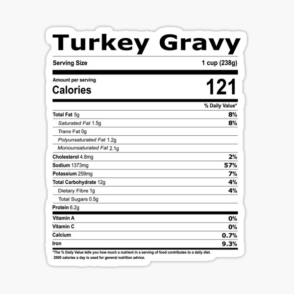 turkey-gravy-nutrition-facts-label-sticker-for-sale-by-foodfactintext