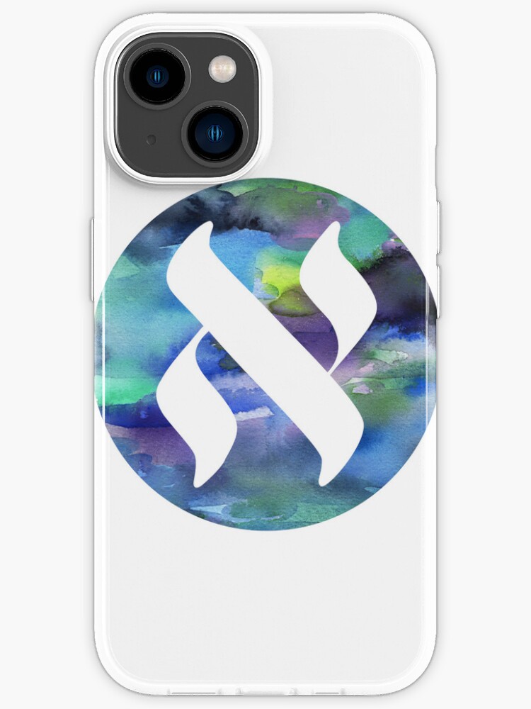 Thumbnail 1 of 5, iPhone Case, White alef on colorful background - Jewish Language Project logo designed and sold by HUC-JIR Jewish Language Project.