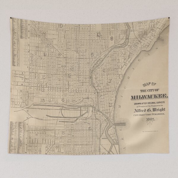Item preview, Vintage Milwaukee, Wisconsin Map designed and sold by BeaSchoney.