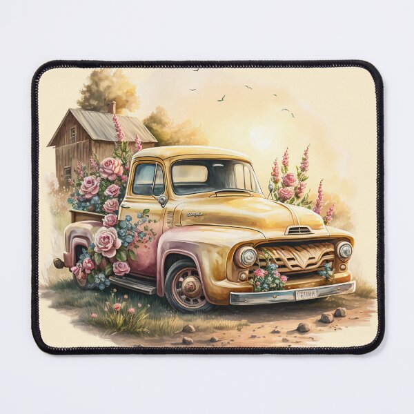 Item preview, Country Roses in a Yellow Farmhouse Truck designed and sold by cardinalhill.