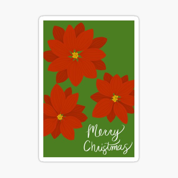 Poinsettia Merry Christmas Sticker