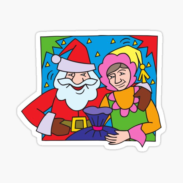 Vista previa del artículo con la obra «Papá Noel y Elfo Padre Noël y Elfo», diseñado y vendido por MUQA ARTS.