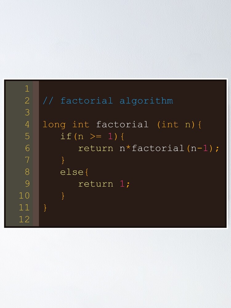 Aperçu 1 sur 3. Poster avec l'œuvre Algorithme factoriel - C créée et vendue par codeArt.