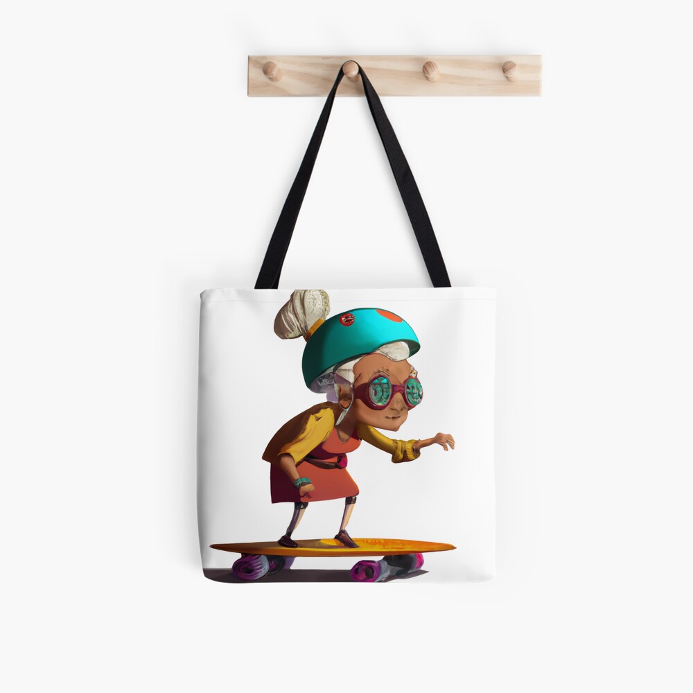 Little Old Lady Skateboarding Tote Bag