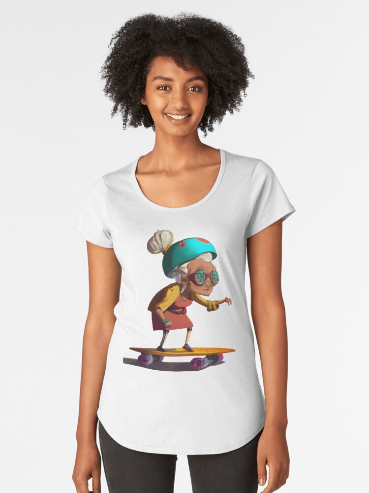 Thumbnail 1 of 6, Premium Scoop T-Shirt, Little Old Lady Skateboarding designed and sold by John Corney.