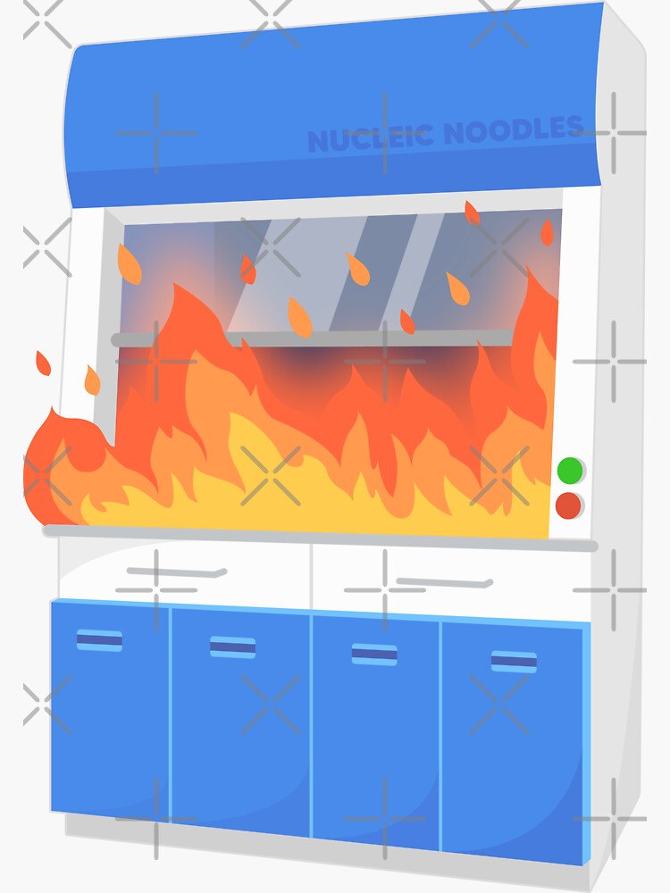 "Burning fume hood " Sticker for Sale by Nucleic Noodles Redbubble