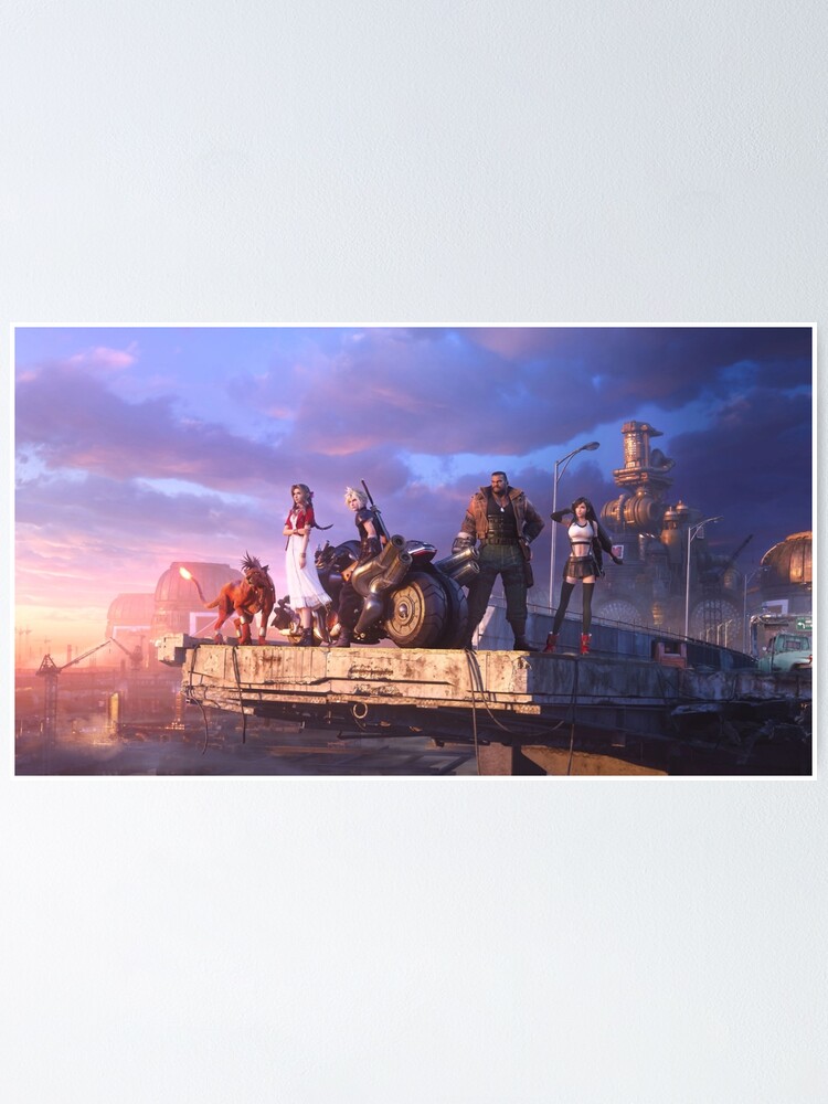 Thumbnail 1 of 3, Poster, Cloud, Aerith, Tifa, Barret, Red XIII - Ahead On Our Way [Remake] designed and sold by GlitchBob452.