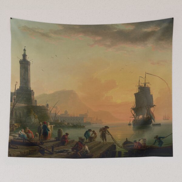Item preview, A Calm at a Mediterranean Port | Claude-Joseph Vernet | 1770 Marine Seascape Art designed and sold by CJET.