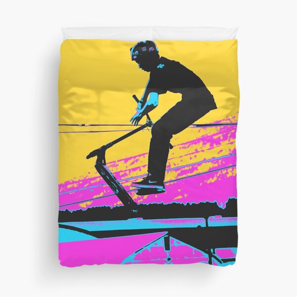 "Free Falling Stunt Scooter Rider" Duvet Cover for Sale by