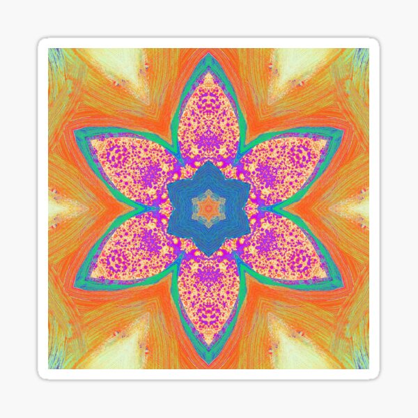 Blue Star Flower With Purple And Orange Sticker For Sale By