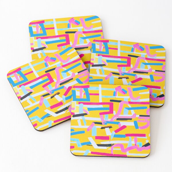 Item preview, Playful Geo Abstract Art - Silly Strings - Retro - Vibrant Colours on Yellow designed and sold by Inomaly Art.