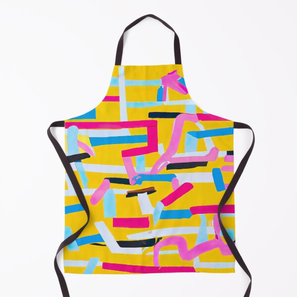 Artikelvorschau, Playful Geo Abstract Art - Silly Strings - Retro - Vibrant Colours on Yellow entworfen und verkauft von Inomaly Art.