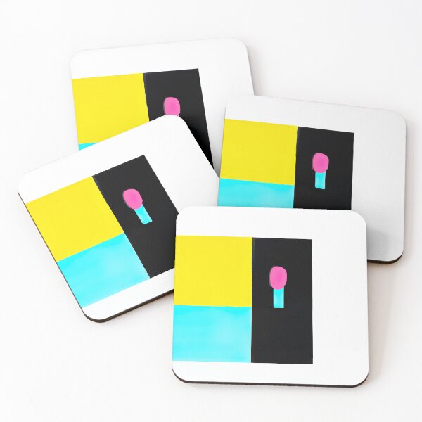Item preview, Minimalist Geometric Abstract Square - Retro - Black, Blue and Yellow on White designed and sold by Inomaly Art.