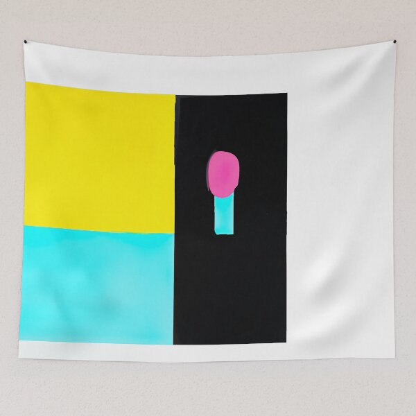 Item preview, Minimalist Geometric Abstract Square - Retro - Black, Blue and Yellow on White designed and sold by Inomaly Art.