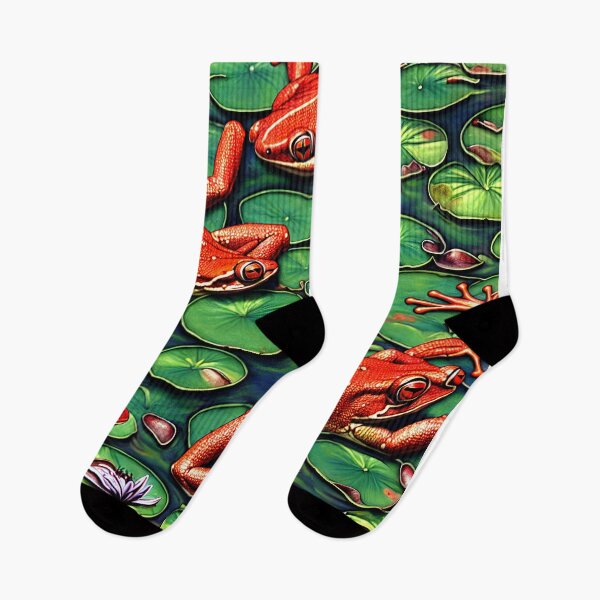 Item preview, Abstract Red Frogs on green lily pads designed and sold by David-Howells.