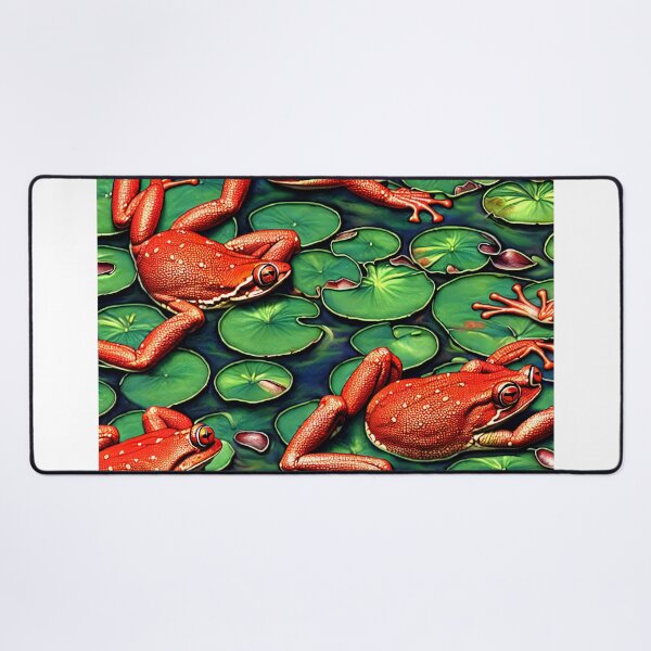 Item preview, Abstract Red Frogs on green lily pads designed and sold by David-Howells.